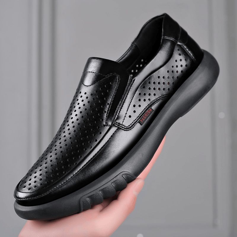 Chaussures Habillées Décontractées Souples En Cuir Véritable Respirant Pour Hommes