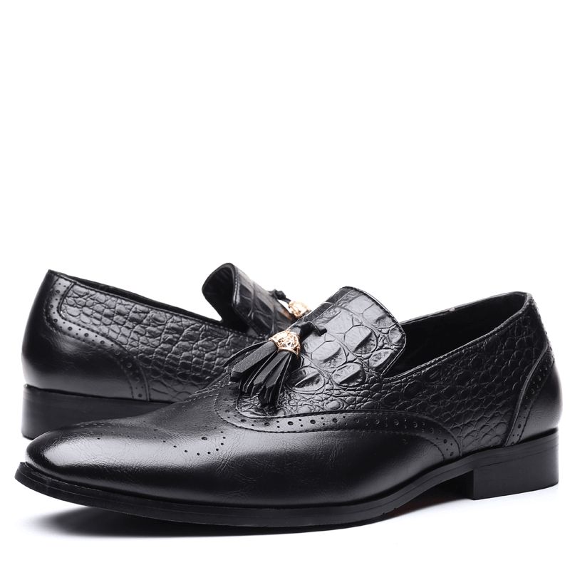 Hommes Brogue Tassel Decor Dress Mocassins À Enfiler Business Casual Chaussures Formelles