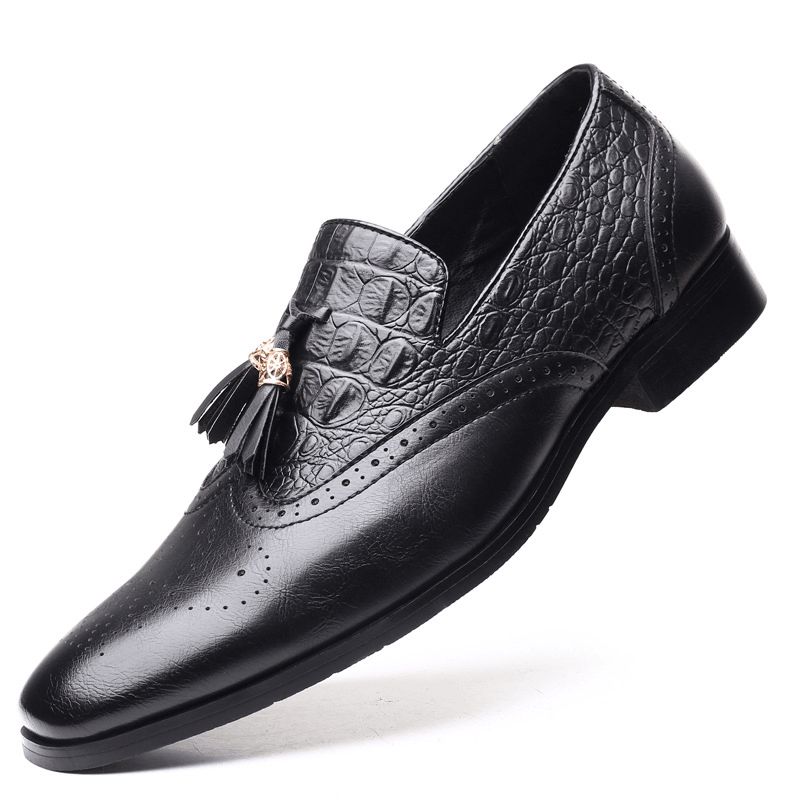 Hommes Brogue Tassel Decor Dress Mocassins À Enfiler Business Casual Chaussures Formelles