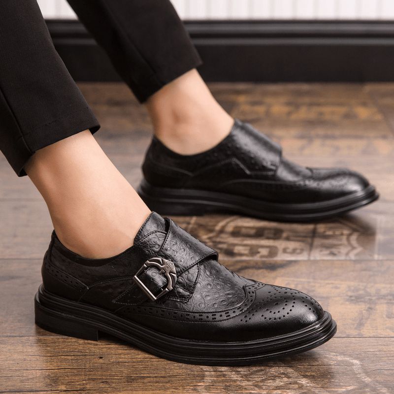 Hommes Broguo Retro Metal Buckle Comfy Wearable Formal Business Casual Shoes