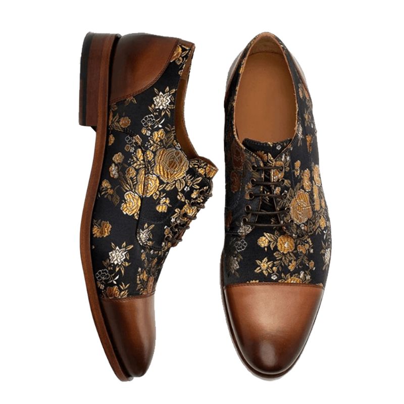 Hommes Floral Imprimé Style Britannique Cap Toe Confortable Casual Chaussures Habillées Formelles