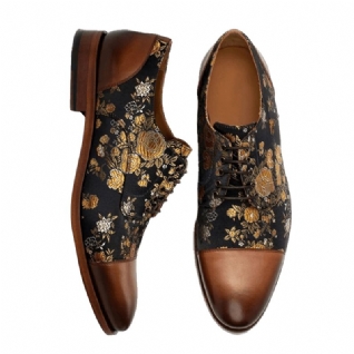 Hommes Floral Imprimé Style Britannique Cap Toe Confortable Casual Chaussures Habillées Formelles