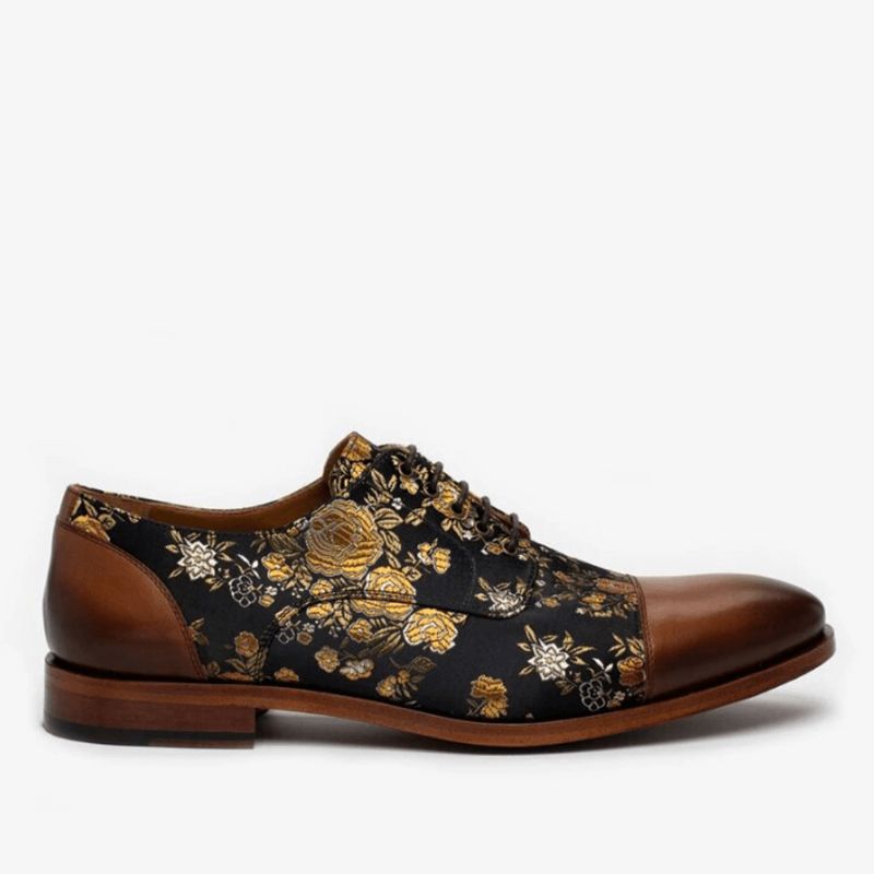 Hommes Floral Imprimé Style Britannique Cap Toe Confortable Casual Chaussures Habillées Formelles