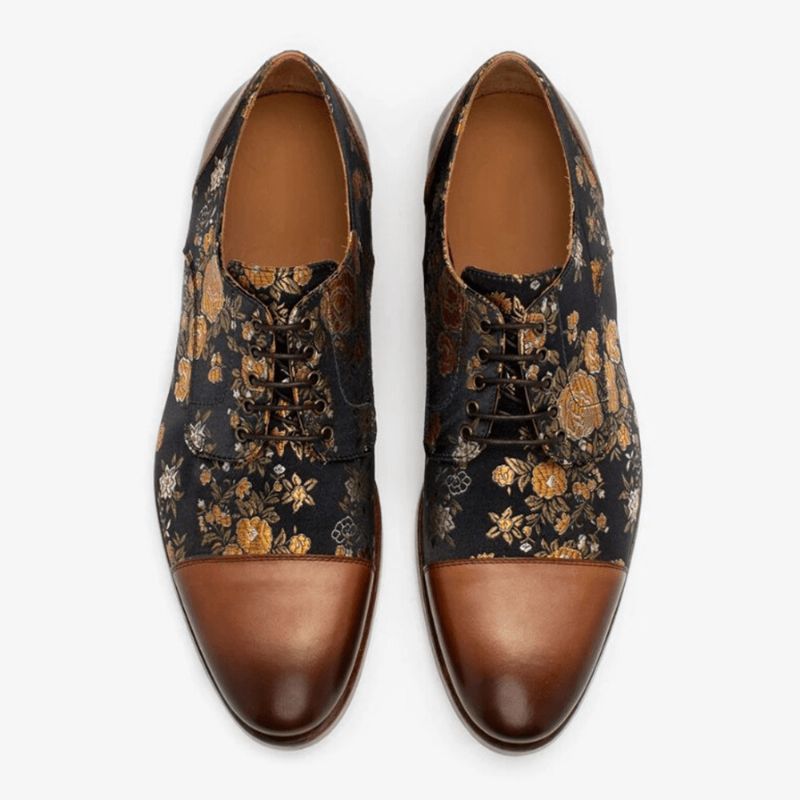 Hommes Floral Imprimé Style Britannique Cap Toe Confortable Casual Chaussures Habillées Formelles