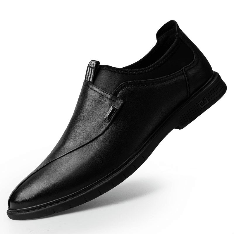 Hommes Slip En Cuir Pure Color Stitching À Enfiler Business Formal Mocassins Chaussures