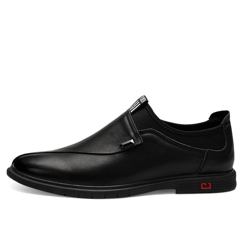 Hommes Slip En Cuir Pure Color Stitching À Enfiler Business Formal Mocassins Chaussures