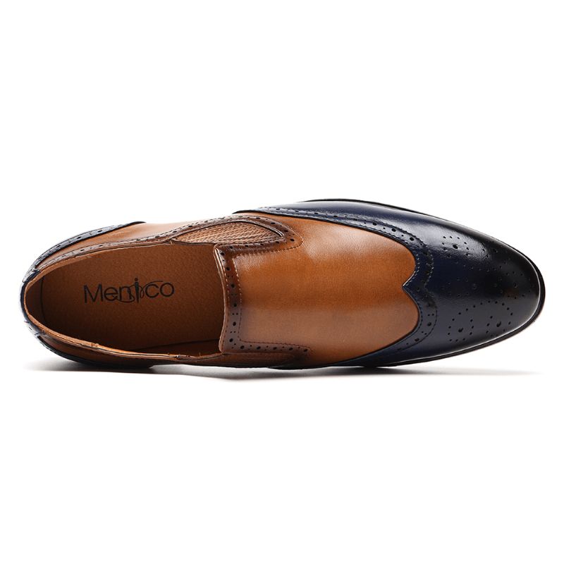 Menico Hommes Brogue Carved Color Spicing À Enfiler Business Oxfords