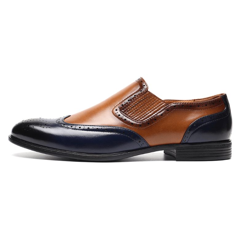 Menico Hommes Brogue Carved Color Spicing À Enfiler Business Oxfords