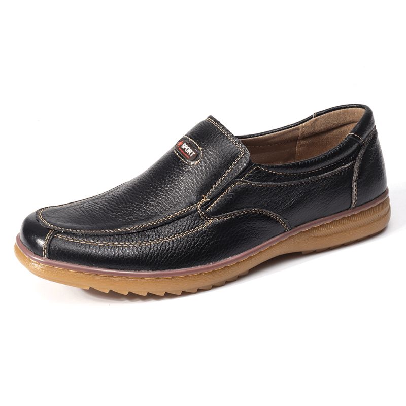 Menico Hommes Véritable Cuir De Vache Slip Sur Semelle Souple Confortable Antidérapant Casual Oxfords