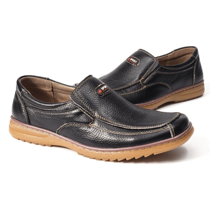 Menico Hommes Véritable Cuir De Vache Slip Sur Semelle Souple Confortable Antidérapant Casual Oxfords