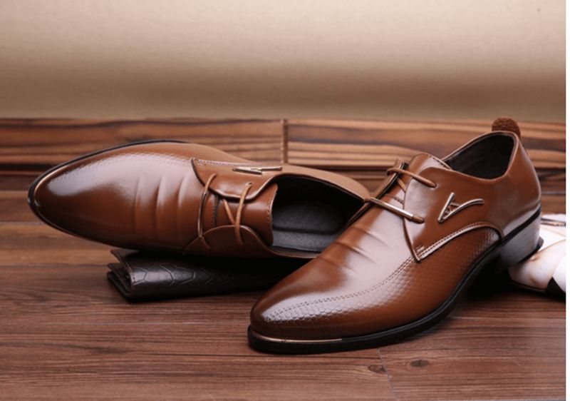 Robe D'affaires Pour Hommes Oxfords Formels En Cuir Mocassins Plats À Lacets Chaussures Décontractées