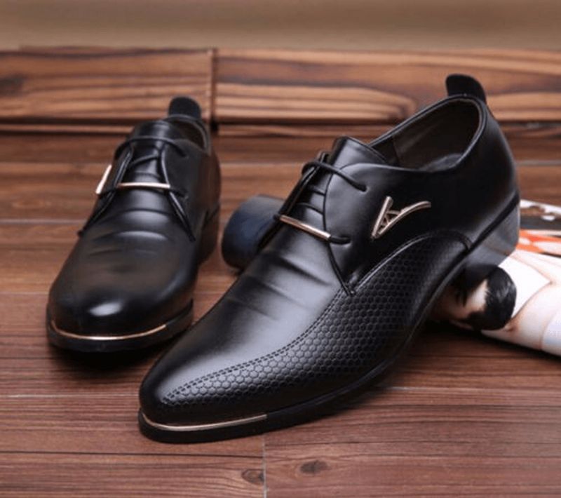 Robe D'affaires Pour Hommes Oxfords Formels En Cuir Mocassins Plats À Lacets Chaussures Décontractées