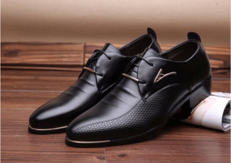 Robe D'affaires Pour Hommes Oxfords Formels En Cuir Mocassins Plats À Lacets Chaussures Décontractées