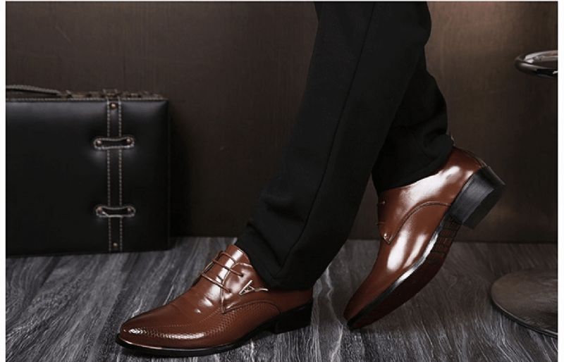 Robe D'affaires Pour Hommes Oxfords Formels En Cuir Mocassins Plats À Lacets Chaussures Décontractées