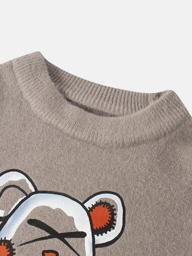 Chandails En Tricot À Col Rond Imprimé Ours Dessin Animé Pour Hommes