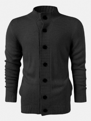 Veste De Chandail À Manches Longues Boutonnée En Tricot De Couleur Unie Pour Hommes