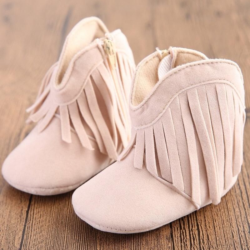 Chaussons En Cuir Suédé À Semelle Souple Pour Bébé Fille