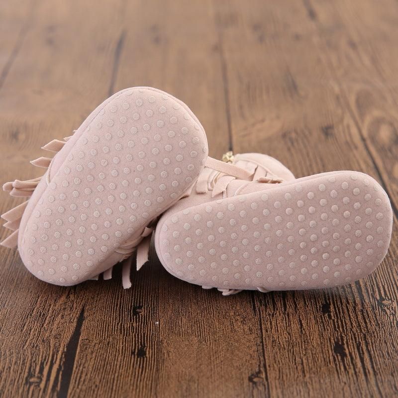 Chaussons En Cuir Suédé À Semelle Souple Pour Bébé Fille