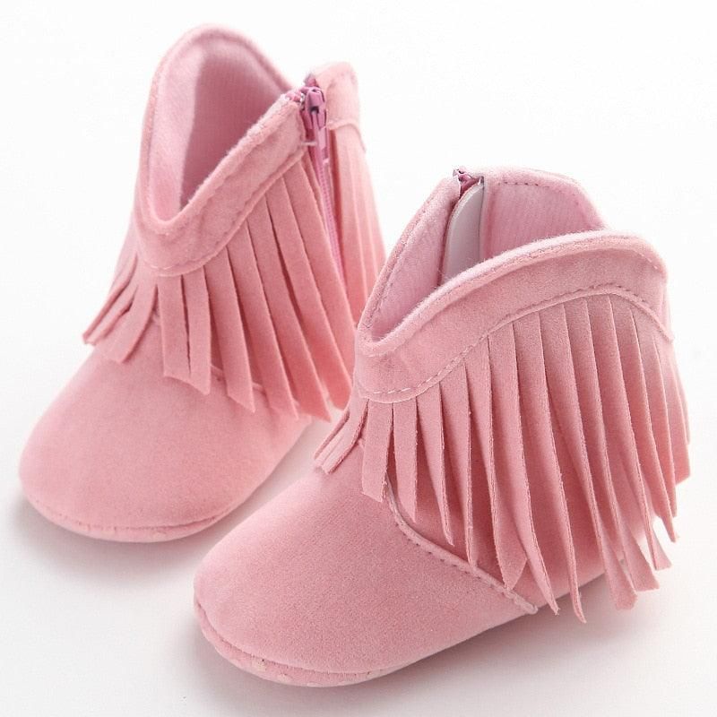 Chaussons En Cuir Suédé À Semelle Souple Pour Bébé Fille