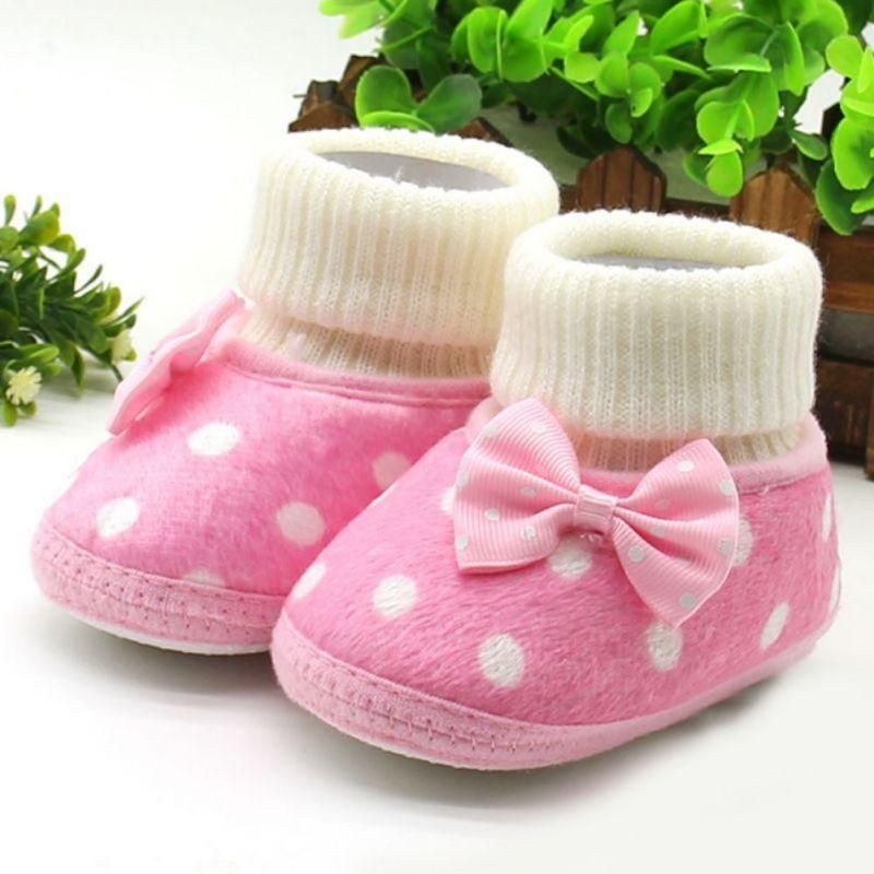 Chaussures Antidérapantes Souples Bébé Fille Avec Nœud