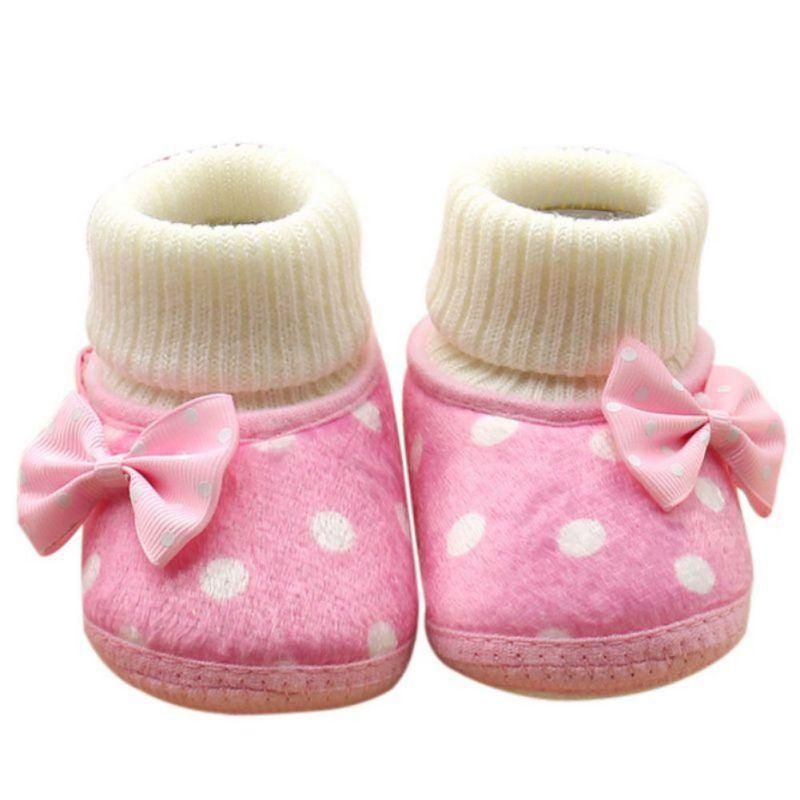 Chaussures Antidérapantes Souples Bébé Fille Avec Nœud