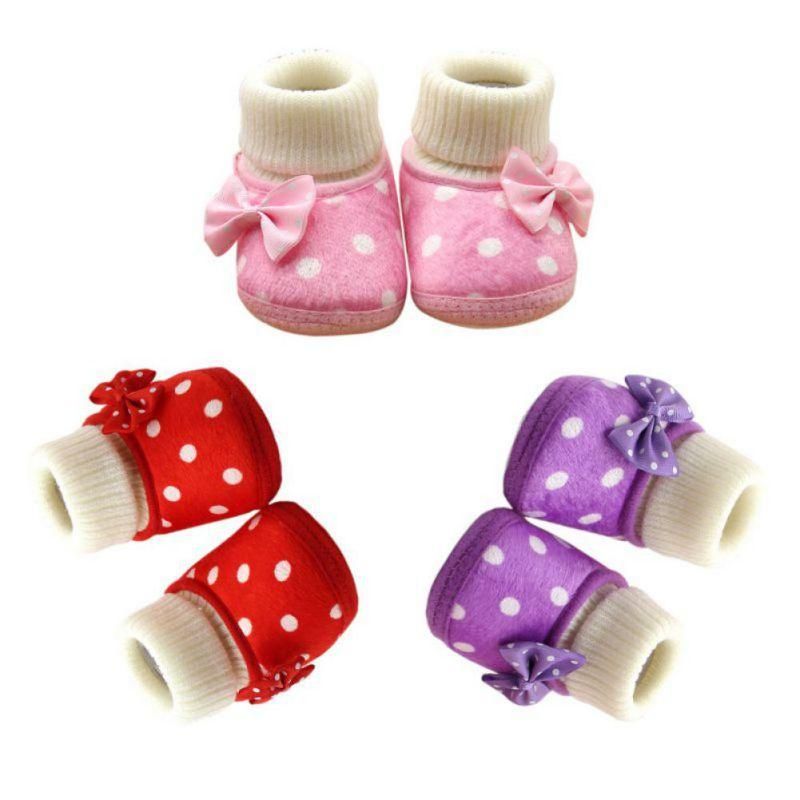 Chaussures Antidérapantes Souples Bébé Fille Avec Nœud