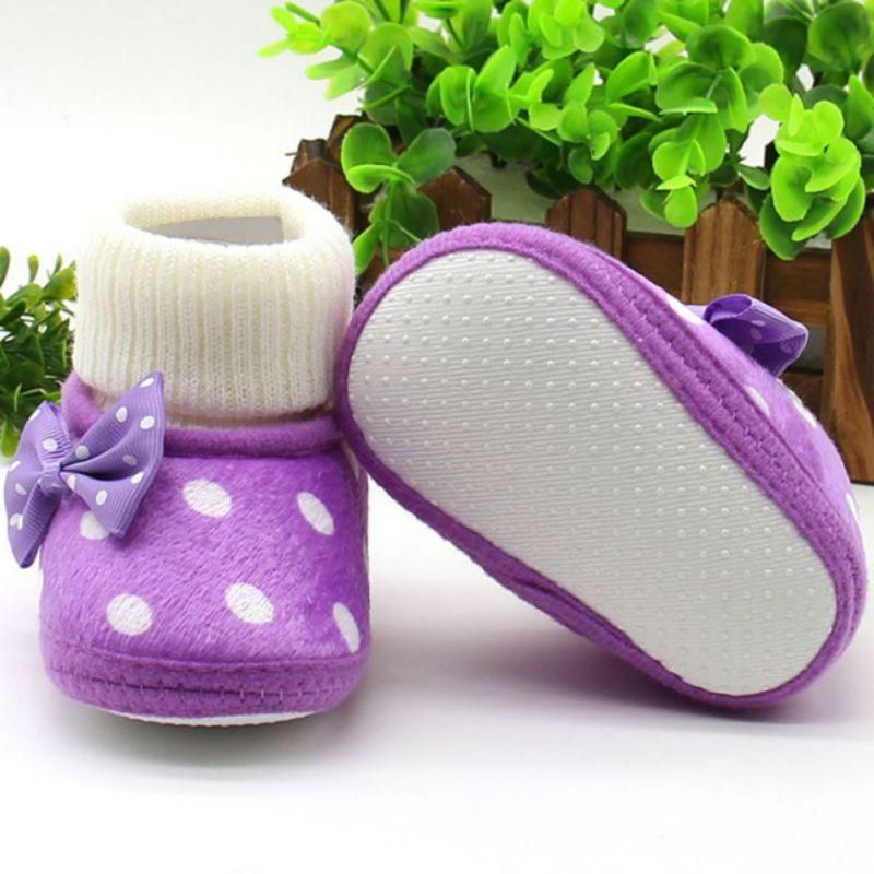 Chaussures Antidérapantes Souples Bébé Fille Avec Nœud