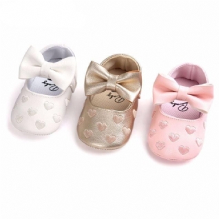 Chaussures En Cuir Imprimé Cœur Bébé Fille