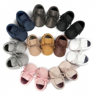 Mocassins Bébé En Cuir Couleur Unie