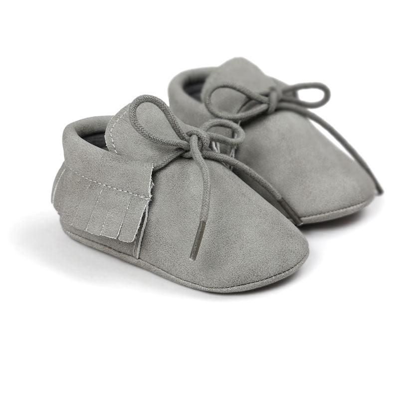 Mocassins Bébé En Cuir Couleur Unie