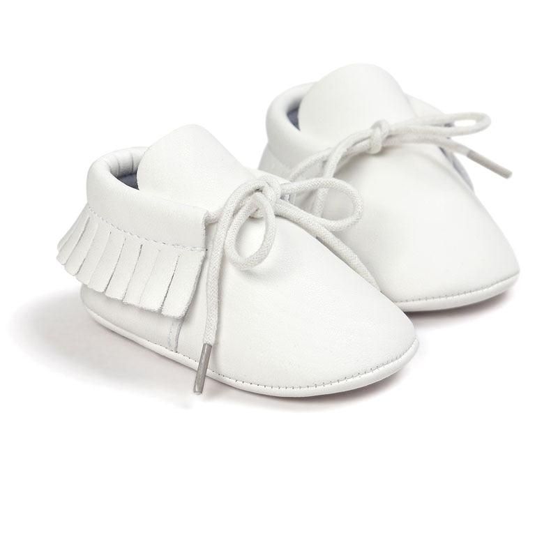 Mocassins Bébé En Cuir Couleur Unie