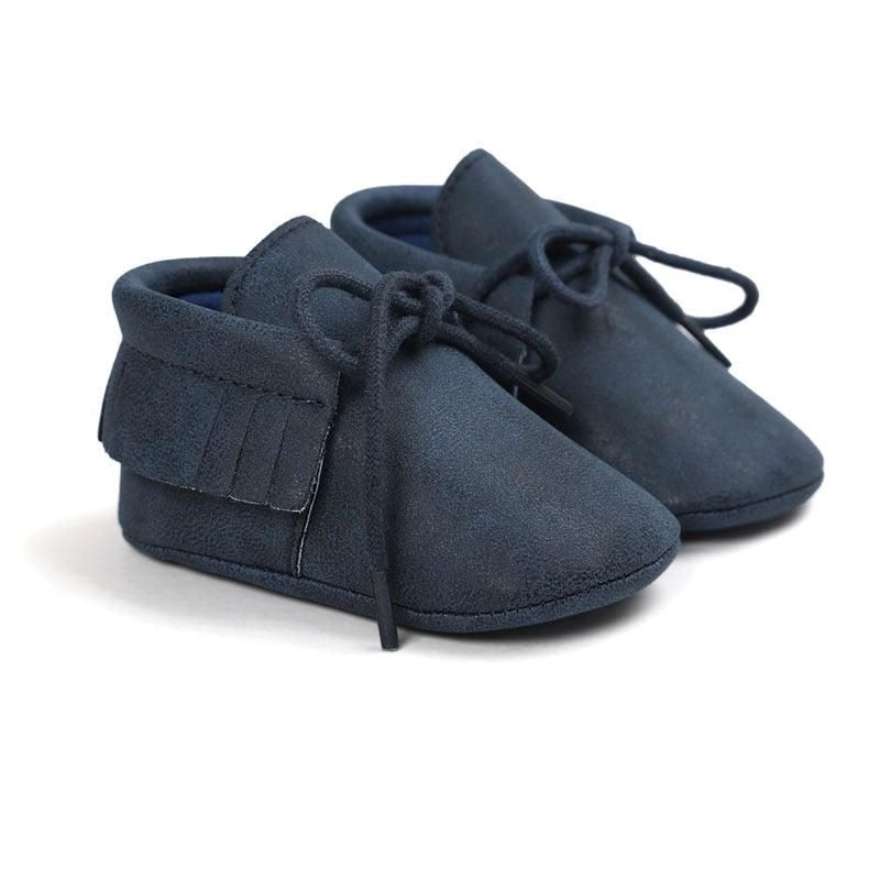 Mocassins Bébé En Cuir Couleur Unie