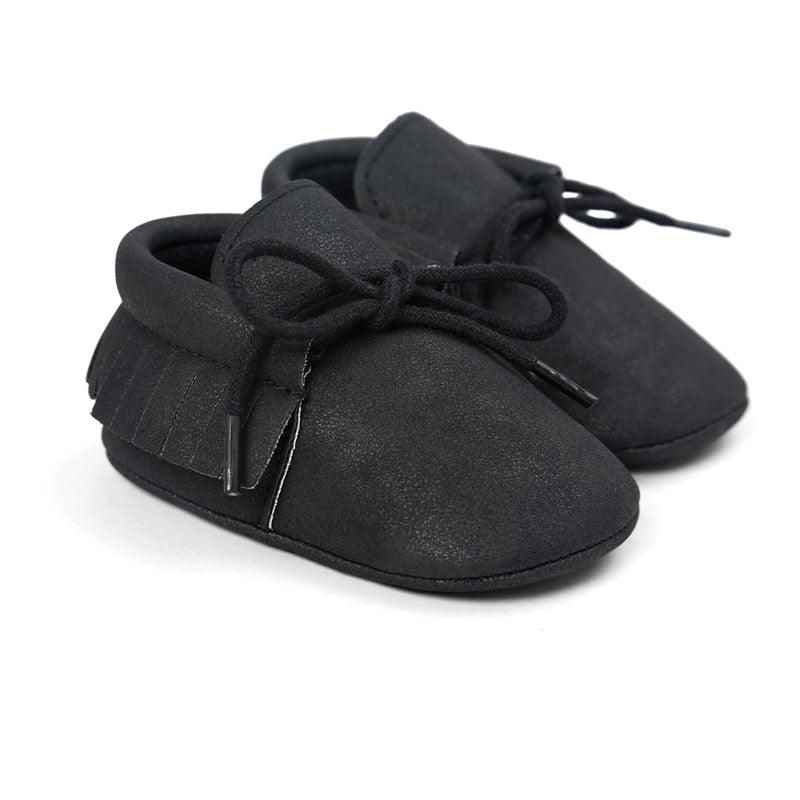 Mocassins Bébé En Cuir Couleur Unie