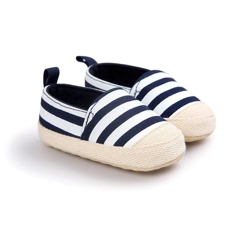 Mocassins Bébé Doux En Coton À Rayures