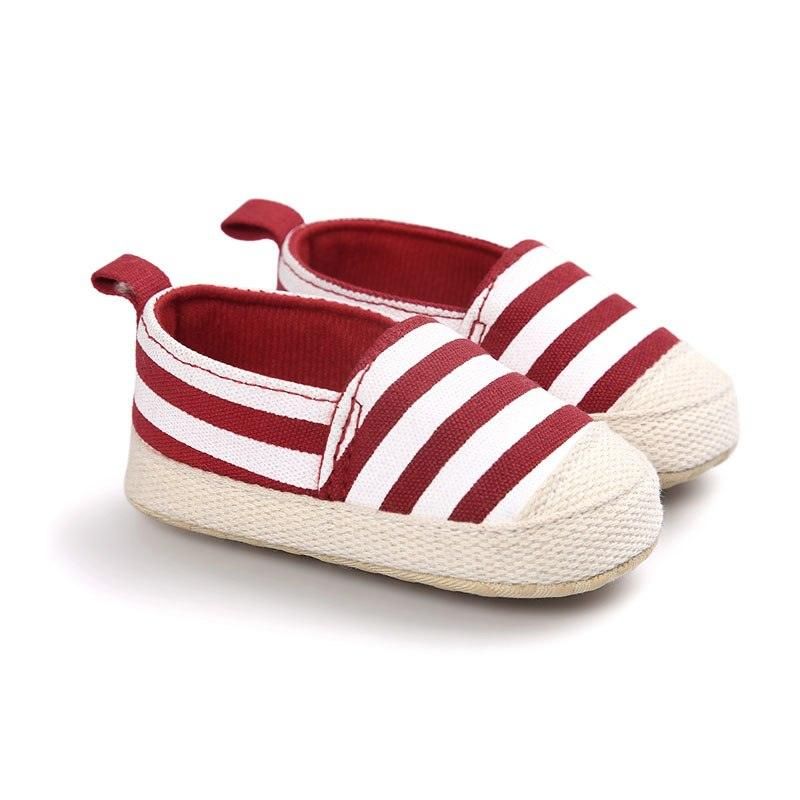 Mocassins Bébé Doux En Coton À Rayures