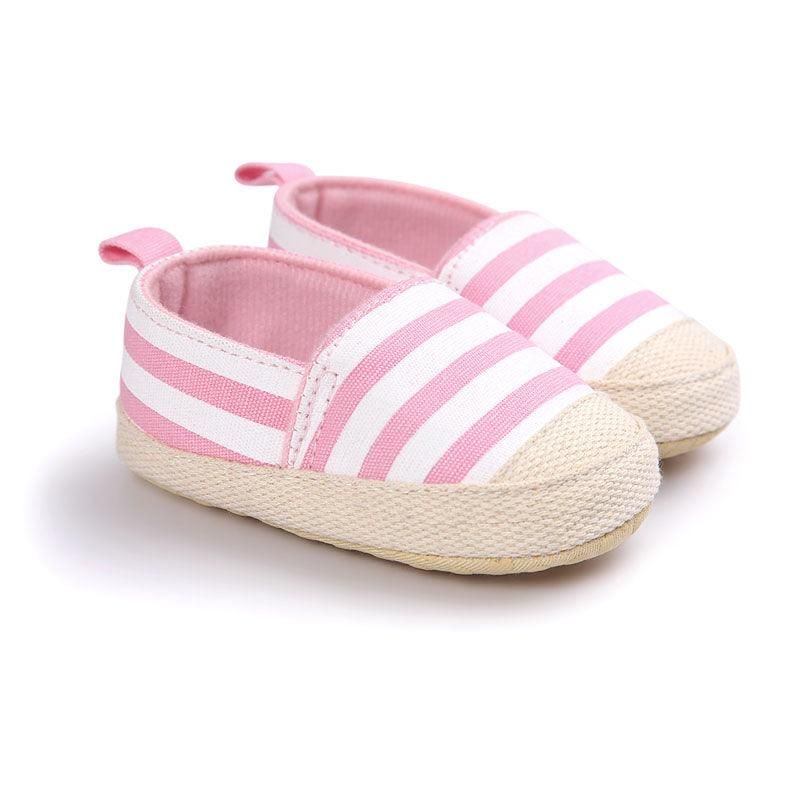 Mocassins Bébé Doux En Coton À Rayures