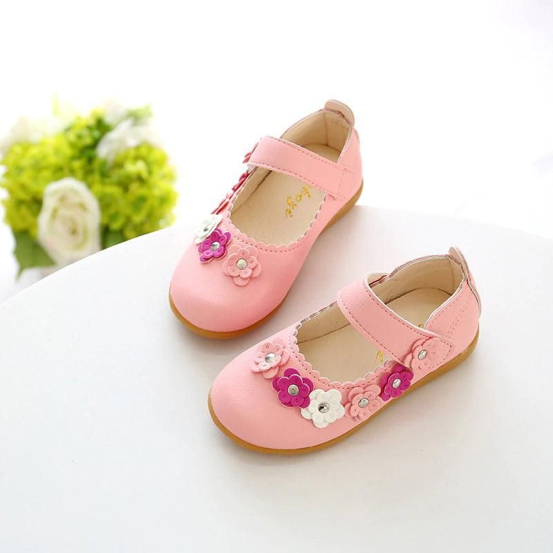 Sandales En Cuir Souple Flowers Pour Fille