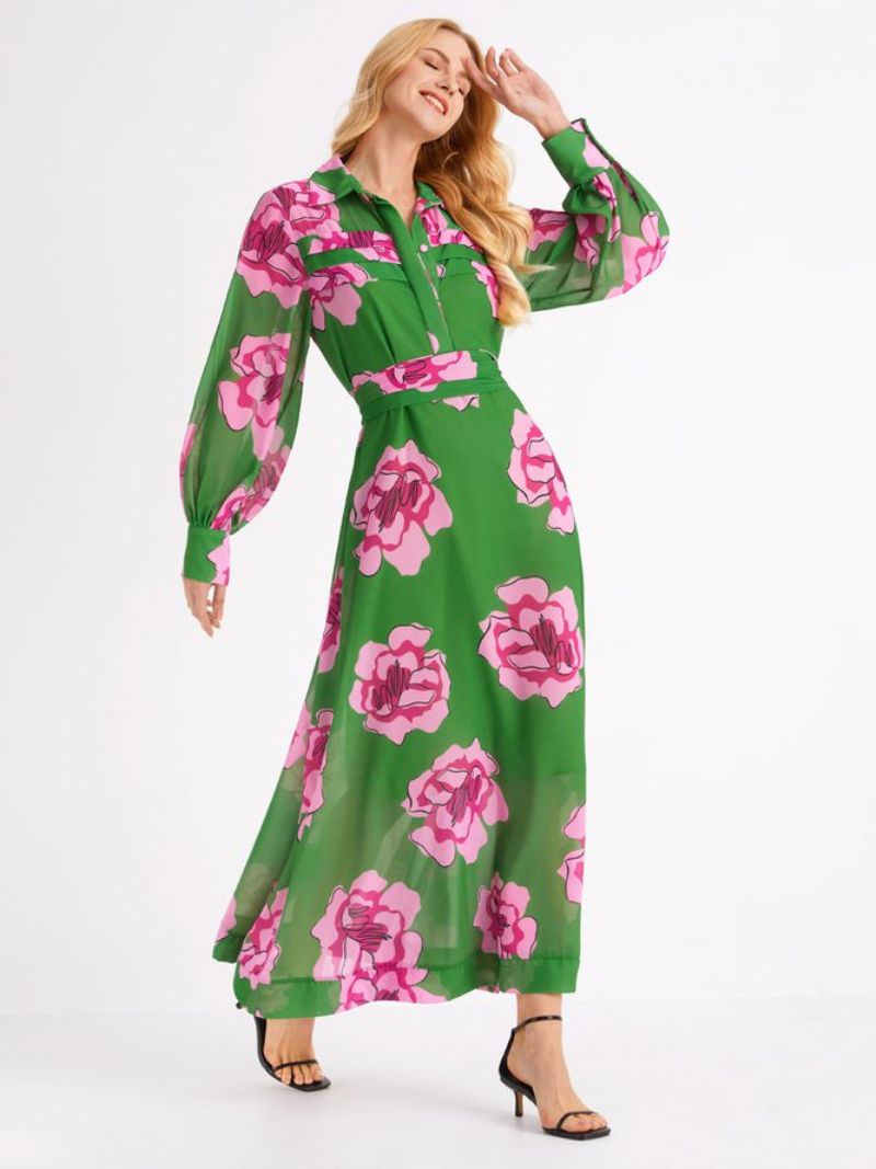 Robe Florale À Col Chemise De Vacances (robe À Bretelles Incluse)