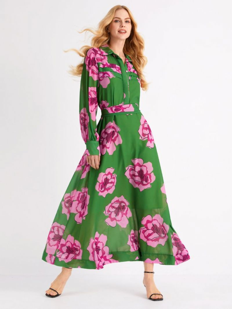 Robe Florale À Col Chemise De Vacances (robe À Bretelles Incluse)