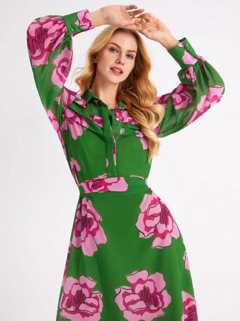 Robe Florale À Col Chemise De Vacances (robe À Bretelles Incluse)