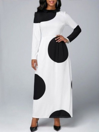 Robe Imprimée À Pois Et Manches Longues