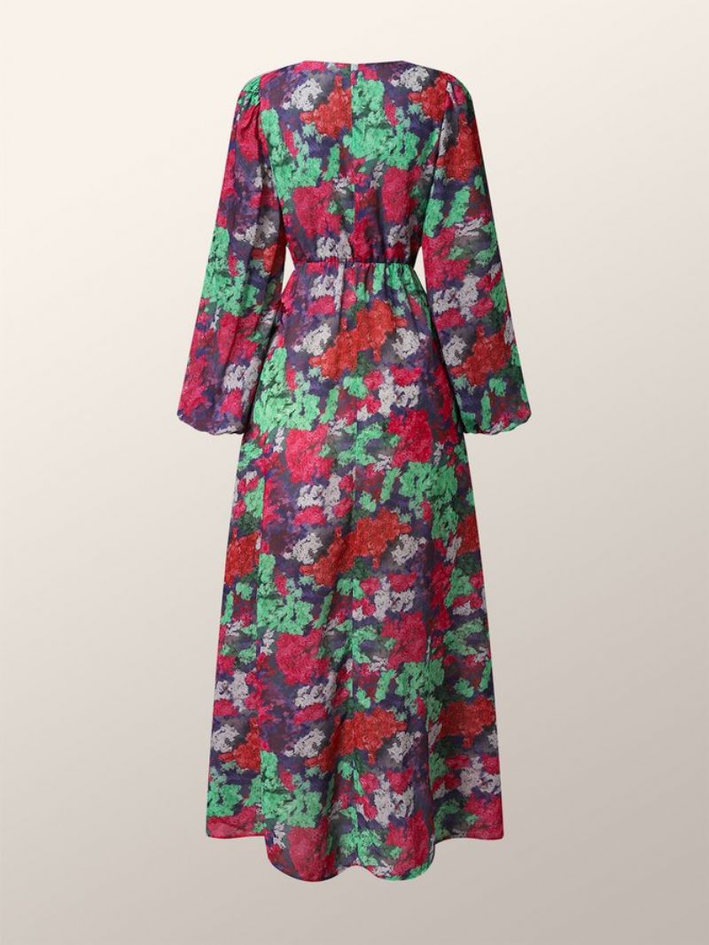 Robe Maxi Fleurie À Manches Longues Et Coupe Régulière Vacaton