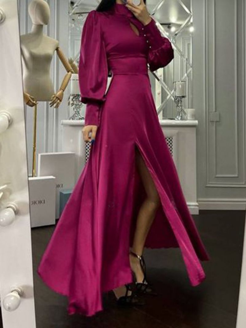 Robe De Soirée Élégante En Satin À Col Montant