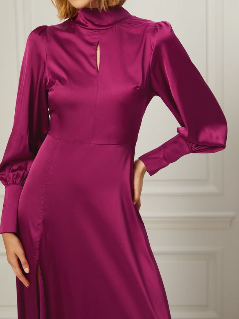 Robe De Soirée Élégante En Satin À Col Montant