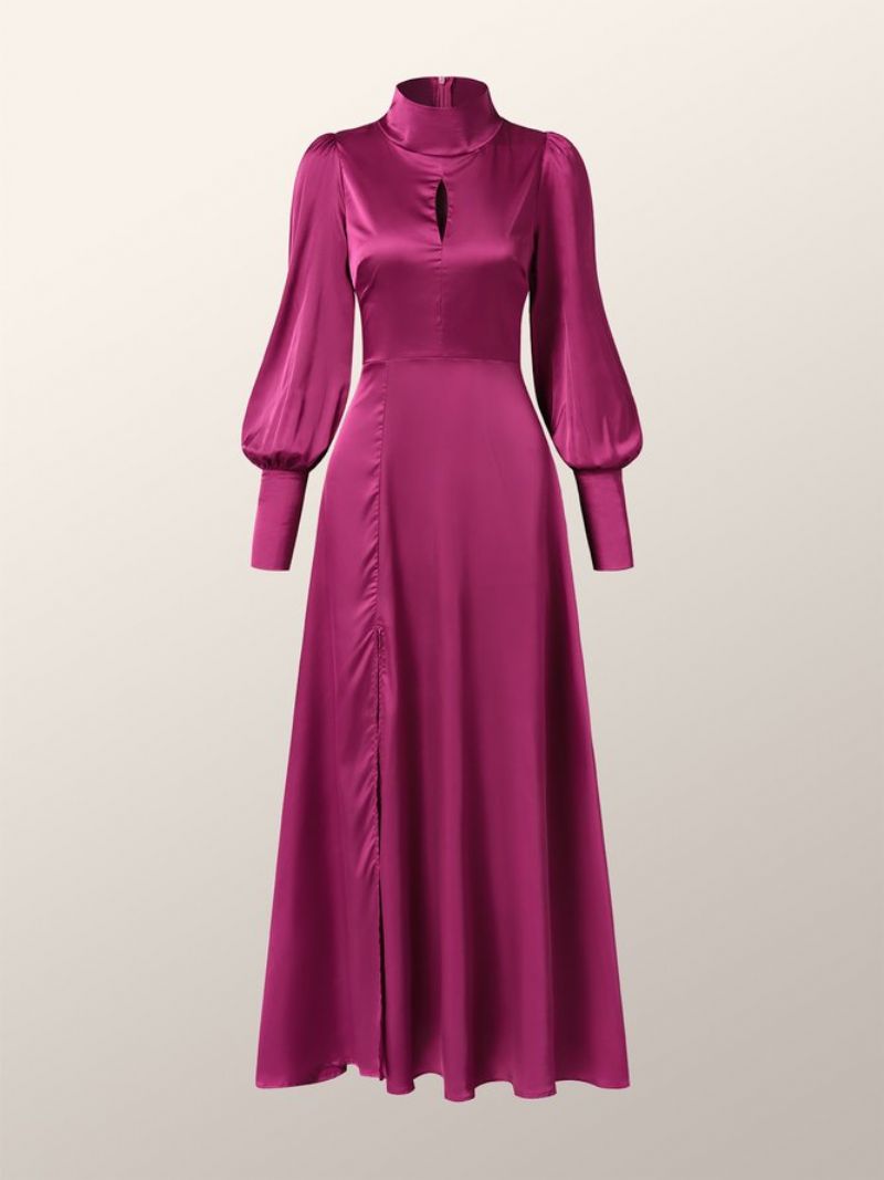 Robe De Soirée Élégante En Satin À Col Montant