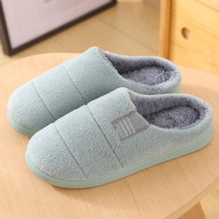 Chaussons De Maison De Couleur Unie Confortables Avec Doublure En Fourrure Pour Femmes