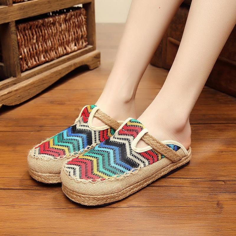 Espadrilles Arc-en-ciel Mocassins Dos Nu En Lin