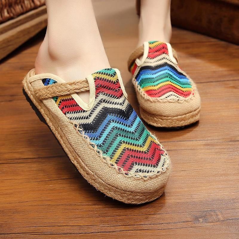 Espadrilles Arc-en-ciel Mocassins Dos Nu En Lin