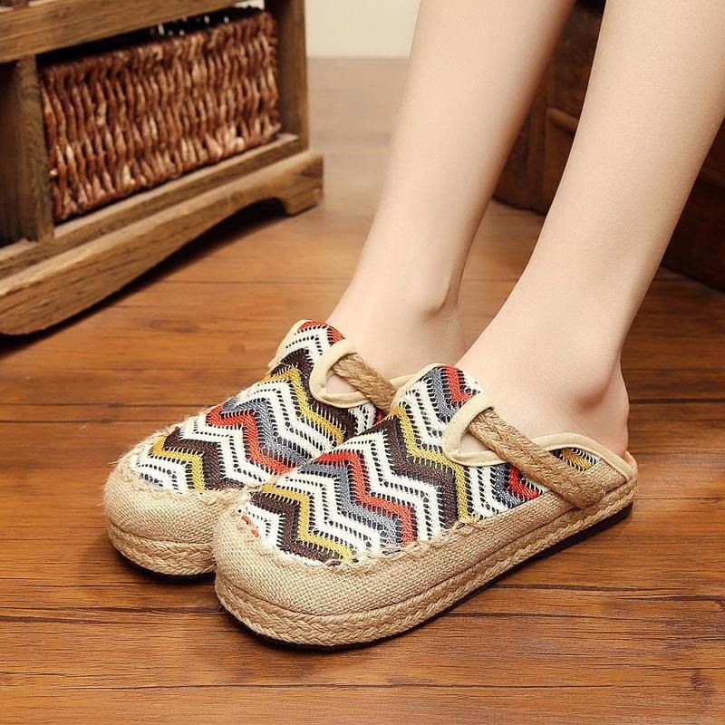 Espadrilles Arc-en-ciel Mocassins Dos Nu En Lin