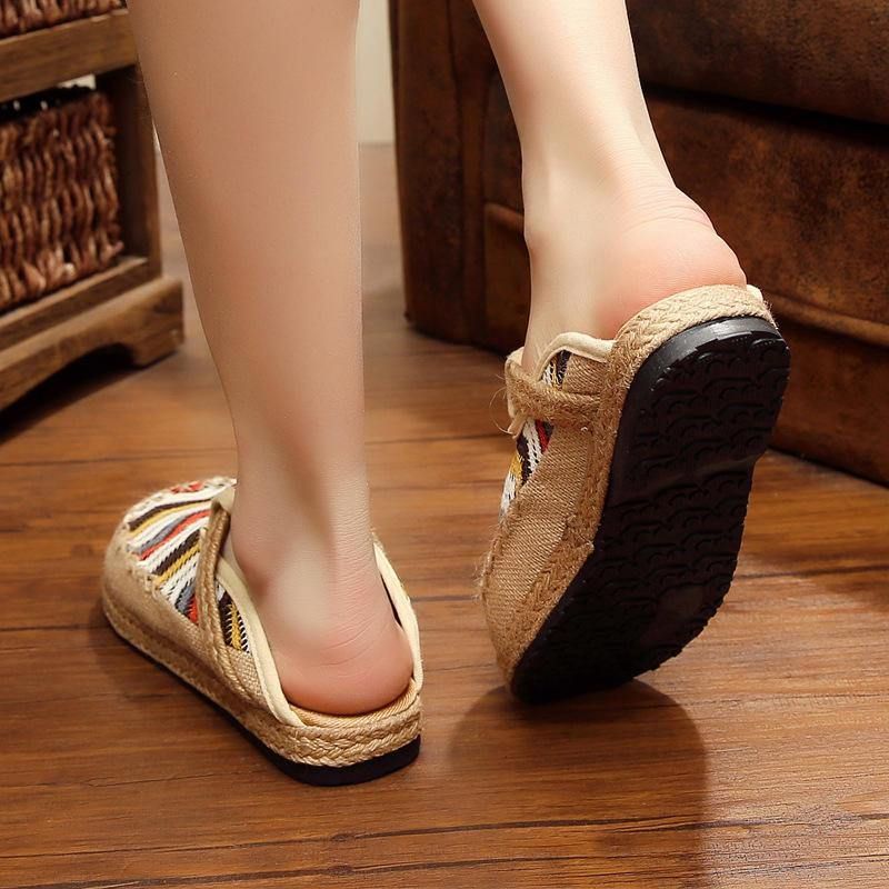 Espadrilles Arc-en-ciel Mocassins Dos Nu En Lin